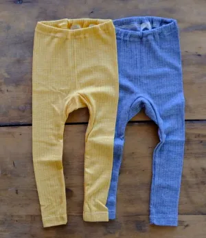 Cosilana Organic Cotton/Wool/Silk Rib Leggings, Yellow Melange