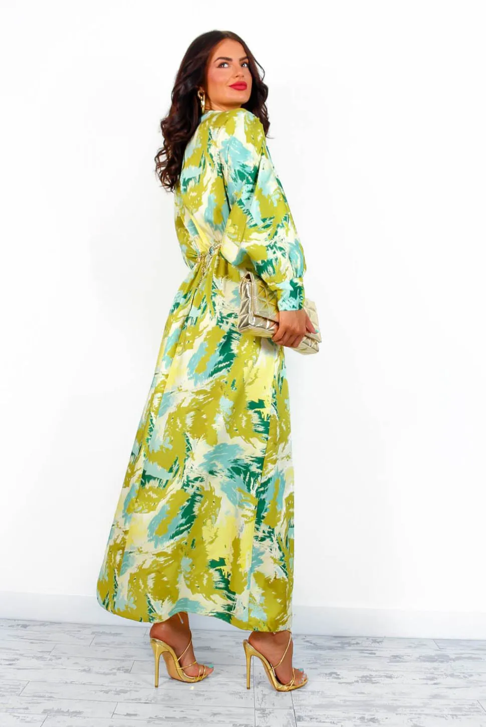 In My Imagination - Lime Green Printed Midi Dress