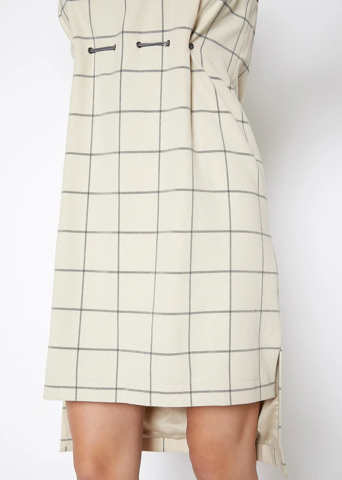 Window Pane Plaid High Low Sleeveless Dress